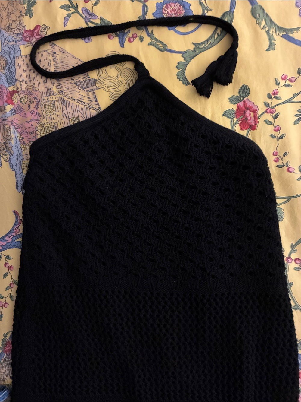 Old Navy Black Crochet Halter Dress XS